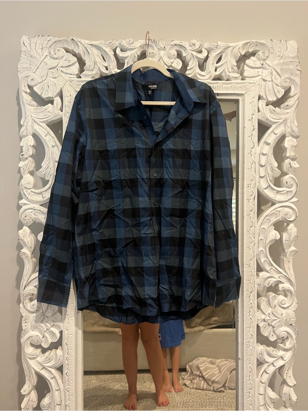 Murano Blue and Black Plaid Lightweight Shirt Jacket